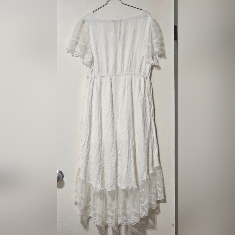 NWT BloomChic White Ruffle Sleeve Lace Hem High Low Dress Cottagecore Size 12 - Picture 6 of 12